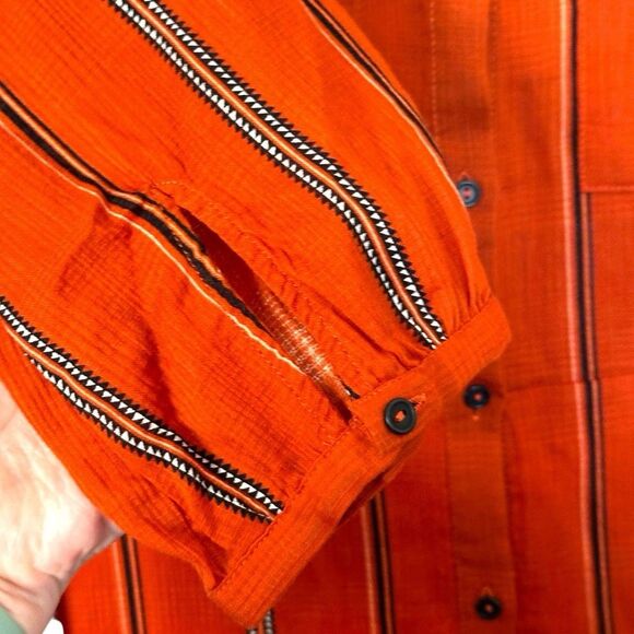 Ba&sh Robe Kinda Button Front Shirt Dress Orange Stripe Midi Dress NWT Small - Picture 4 of 10